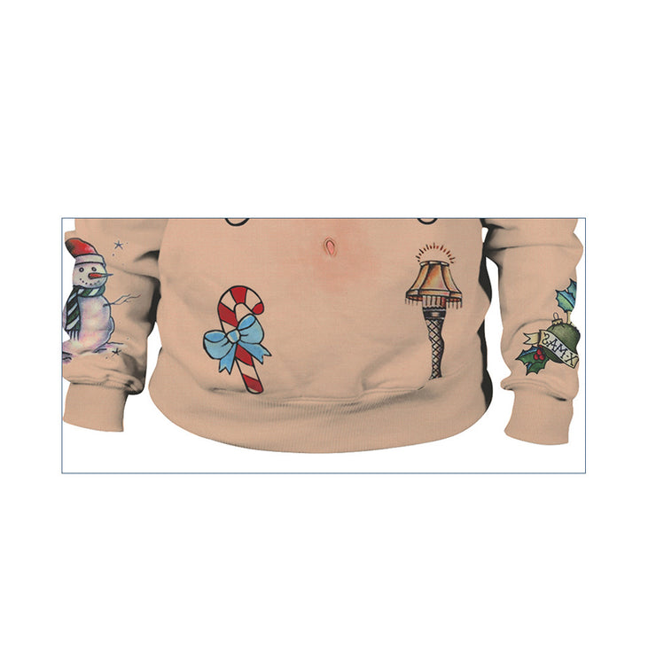 Christmas Digital Printing Alpaca Round-neck Pullover