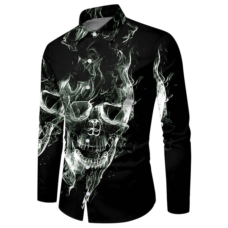 Men's Fashionable 3D Printed Long-sleeved Shirt