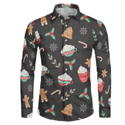 Men's Fashion Casual Christmas Element Printed Shirt Top