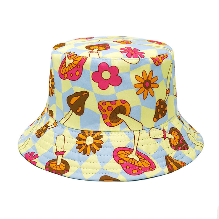 Men's And Women's Outdoor Casual Colorful Mushroom Pattern Fisherman Hat