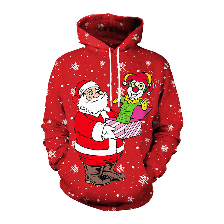 Men's Christmas Digital Printing Leisure Pullover Hooded Sweater