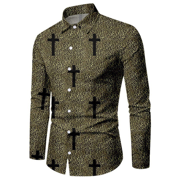 Men's Fashionable 3D Printed Long-sleeved Shirt