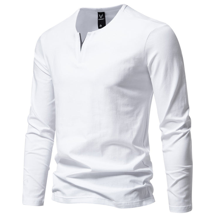 Men's V-neck Long Sleeve T-shirt Bottoming Shirt