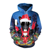 Men's Christmas Digital Printing Leisure Pullover Hooded Sweater