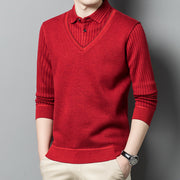 Men's Fleece False-two-piece Sweater