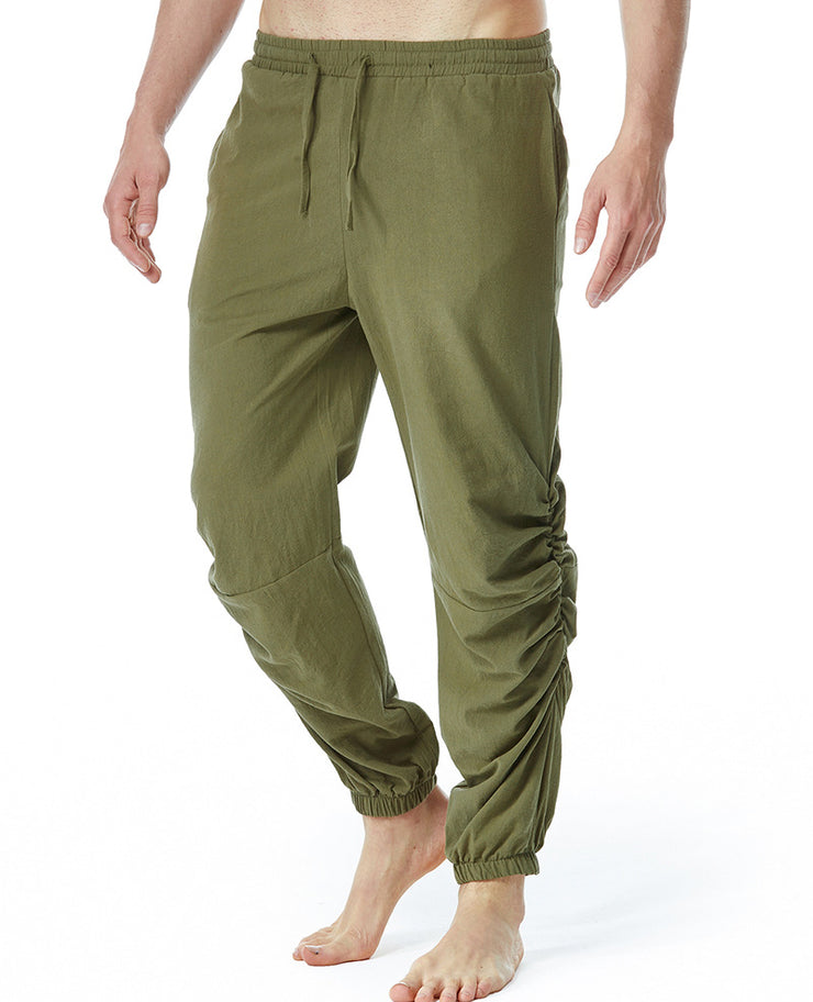 Men's Cotton And Linen Drawstring Elastic Waist Yoga Pants