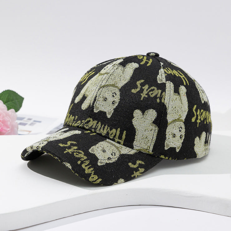 Retro And Fashion All-matching Outdoor Sunshade Cute Cartoon Puppy Bear Baseball Cap