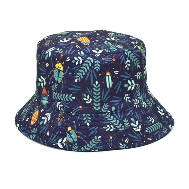 Men's And Women's Outdoor Double-sided Sunscreen Printed Fisherman Hat