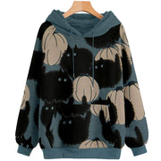 Women's Halloween Pumpkin Printed Long-sleeved Hooded Sweater