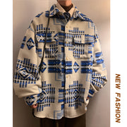 Large Size Woolen Jacket Men's Casual Loose Shirt Coat