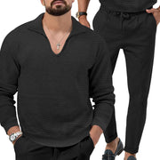 Lapel Long Sleeve Trousers Men's Suit