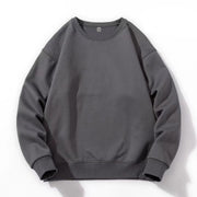 Combed Cotton Solid Color Round Neck Terry Sweater