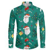 Men's Fashion Casual Christmas Element Printed Shirt Top