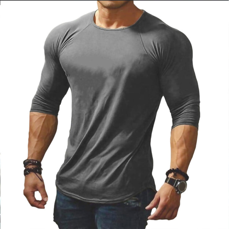 Long Sleeve Sports Solid Color Men's T-shirt