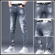 Men's Fashion Casual Printing Slim Straight Jeans