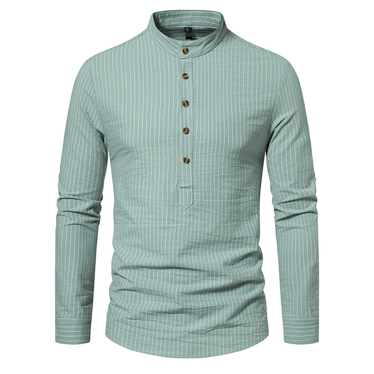 Men's Long-sleeved Striped Shirt Fashion Brand