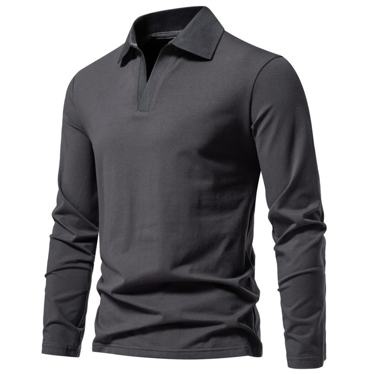 Retro Men's V-neck Long-sleeved T-shirt