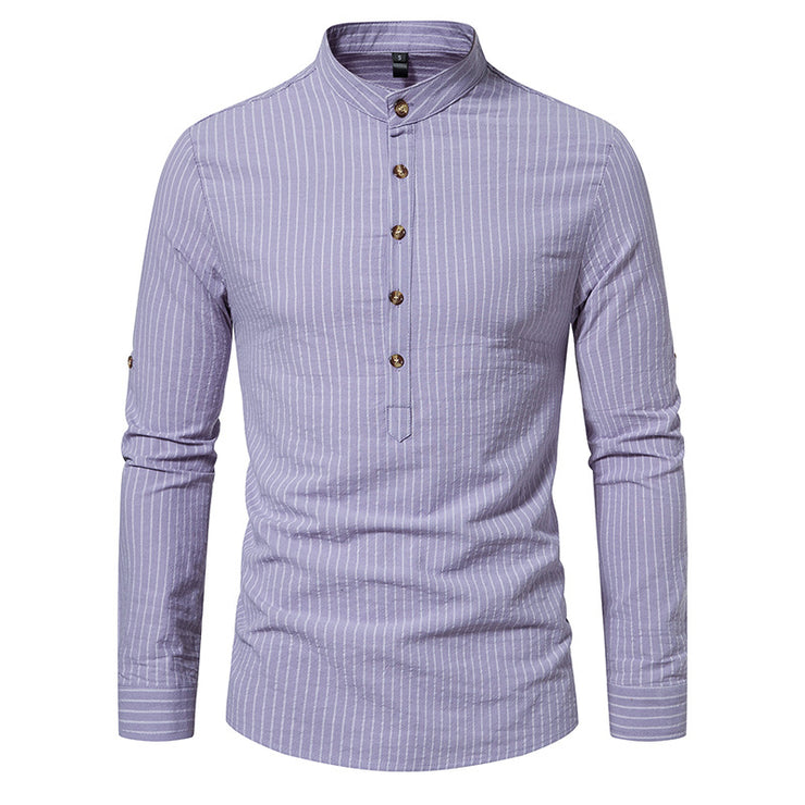 Men's Long-sleeved Striped Shirt Fashion Brand