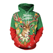 Men's Christmas Digital Printing Leisure Pullover Hooded Sweater