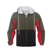 Men's Fashion Casual Polo Collar Contrast Color Double-layer Hooded Jacket