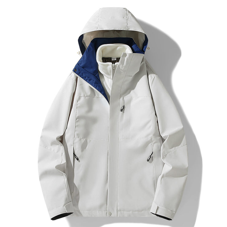 Three-in-one Removable Fleece-lined Thickened Windproof Waterproof Jacket