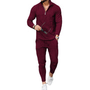 Men's Fashion Casual Long Sleeve Polo Wear Sport Pants Suit