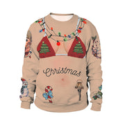 Christmas Digital Printing Alpaca Round-neck Pullover