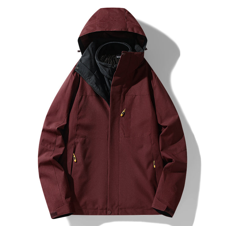 Three-in-one Removable Fleece-lined Thickened Windproof Waterproof Jacket