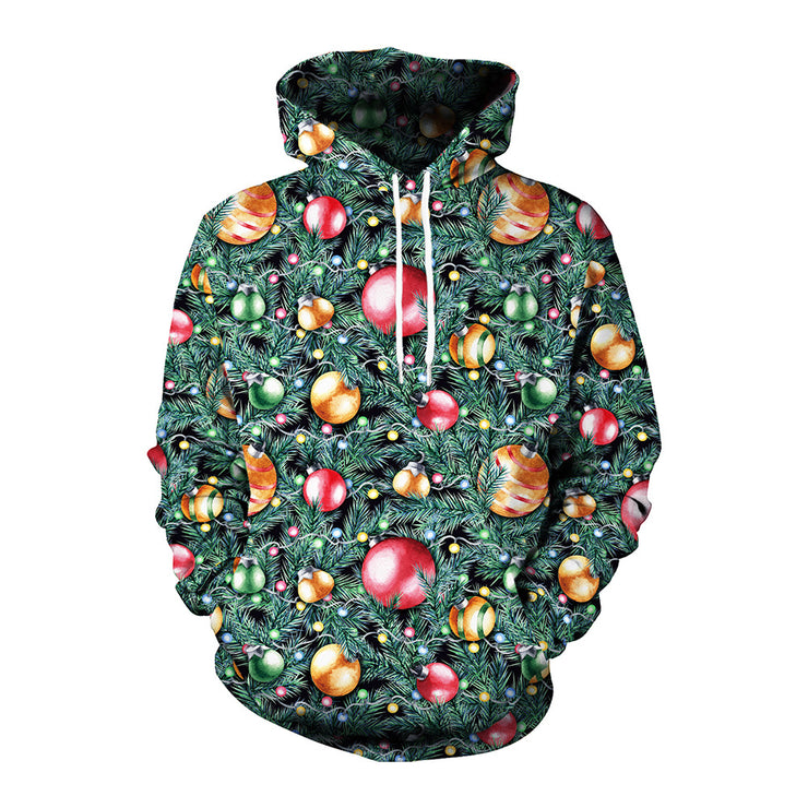 Men's Christmas Digital Printing Leisure Pullover Hooded Sweater