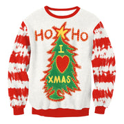 Men's Fashion Christmas Tree Striped Digital Printing Clothing Couple Sweater