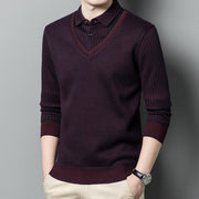 Men's Fleece False-two-piece Sweater