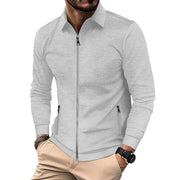 Lapel Long Sleeve Zip Men's Jacket