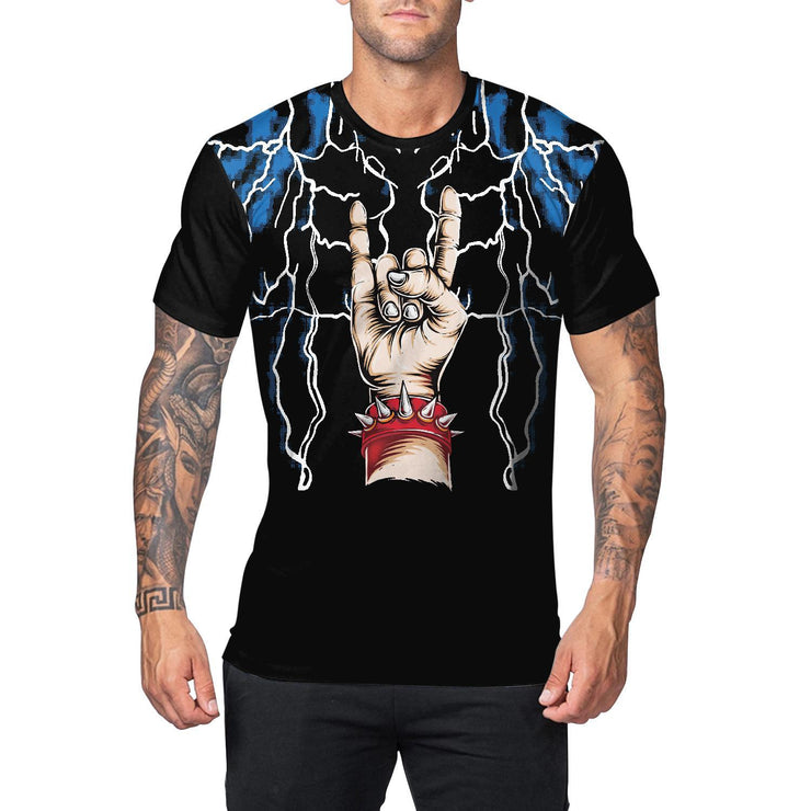 Men's Casual Round Neck Personalized Skull Skeleton Digital Printing Short Sleeve