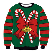 Men's Fashion Christmas Tree Striped Digital Printing Clothing Couple Sweater