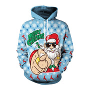 Men's Christmas Digital Printing Leisure Pullover Hooded Sweater