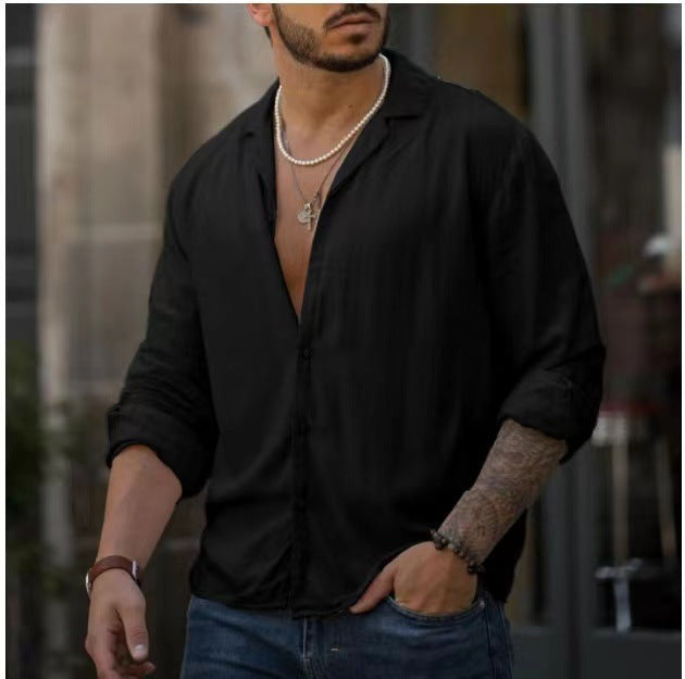 Fashion Trendy Men's Long-sleeved Shirt Loose