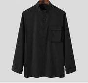 Men's Shirt Stand Collar Long Sleeve Three-dimensional Pocket