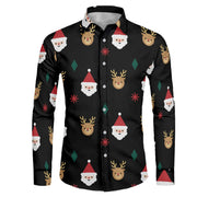 Men's Fashion Casual Christmas Element Printed Shirt Top