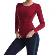 Round Neck Stretch Sports Long-sleeved Top Fitness Women