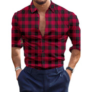 Men's Fashion Tops Plaid Casual Slim Fit