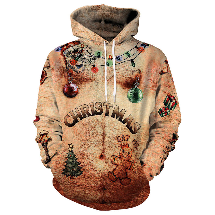 Christmas Digital Printing Leisure Pullover Hooded Sweater