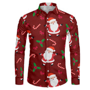 Men's Fashion Casual Christmas Element Printed Shirt Top