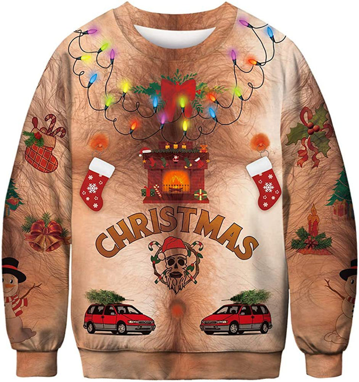 3D Printed Christmas Pattern Sweater