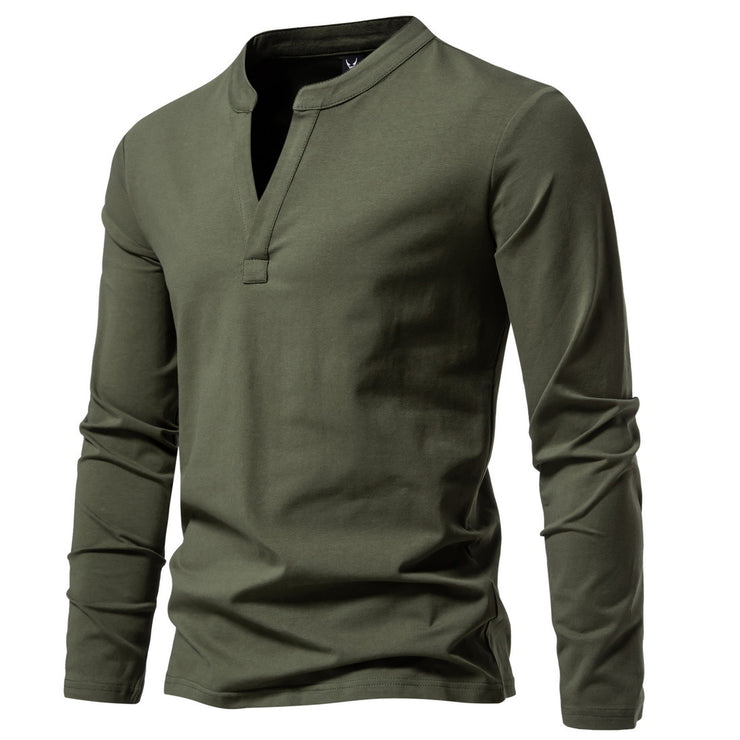 Men's Fashion Stand Collar Long Sleeve T-shirt