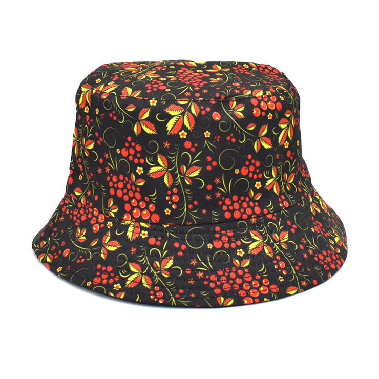 Men's And Women's Outdoor Double-sided Sunscreen Printed Fisherman Hat