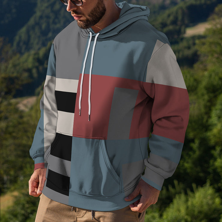 Hooded Sweater Men's Geometric Pattern Street Trend