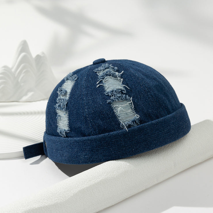 Men's Street All-match Fashion Wash Denim Cap With Holes