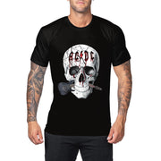 Men's Casual Short Sleeve Skull Digital Printed T-shirt