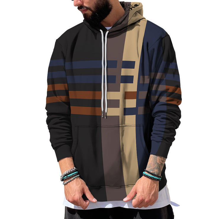 Hooded Sweater Men's Geometric Pattern Street Trend