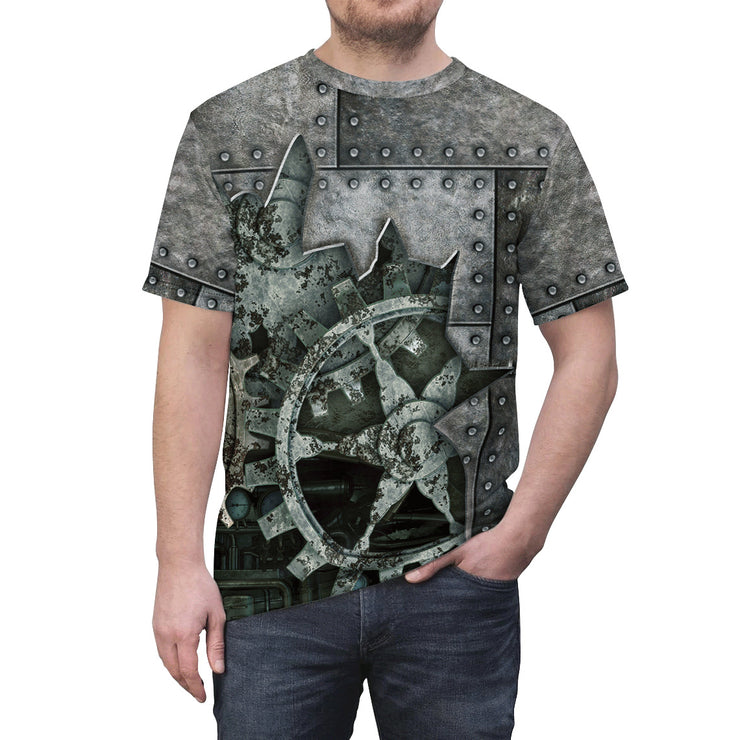 Men's Dark Short Sleeve Handle Tool Gear Digital Printed Round Neck T-shirt